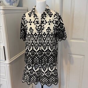 Black and White Patterned Short Sleeve Set